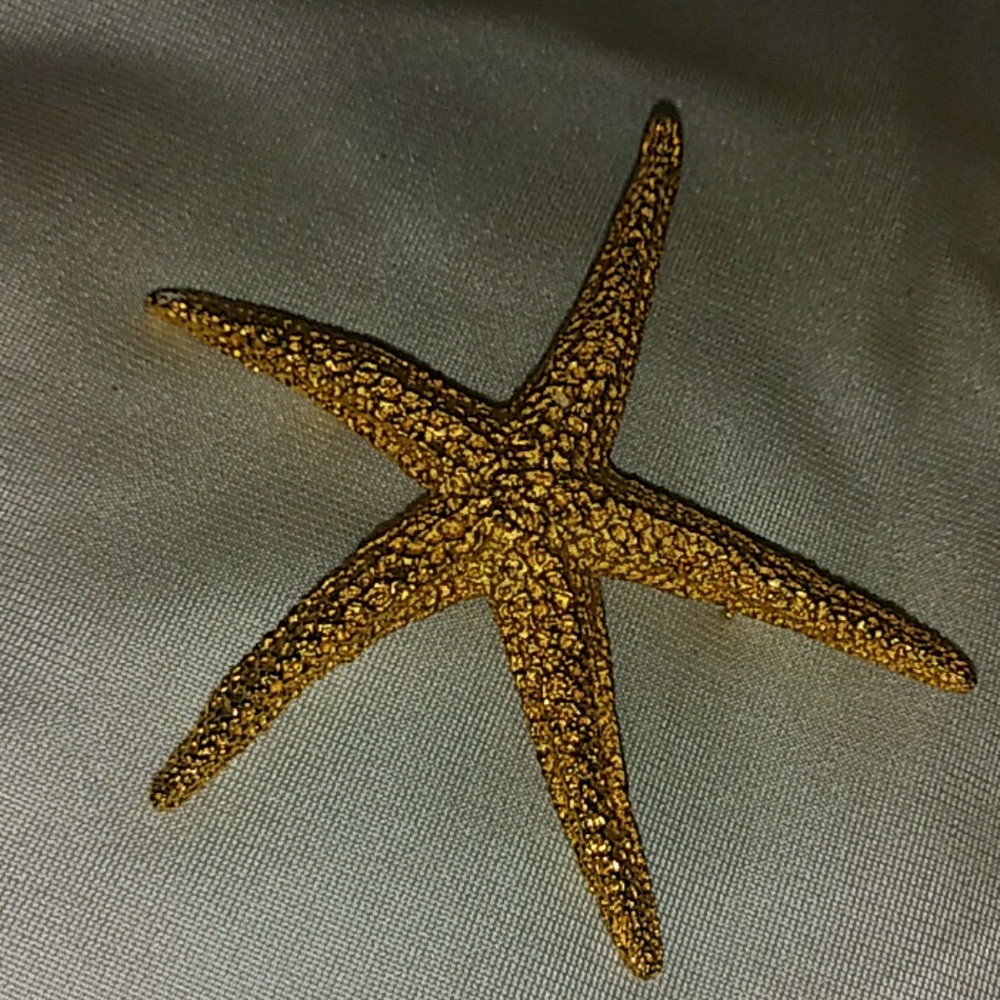 Vintage MDM Gold Tone Structured Starfish Brooch
